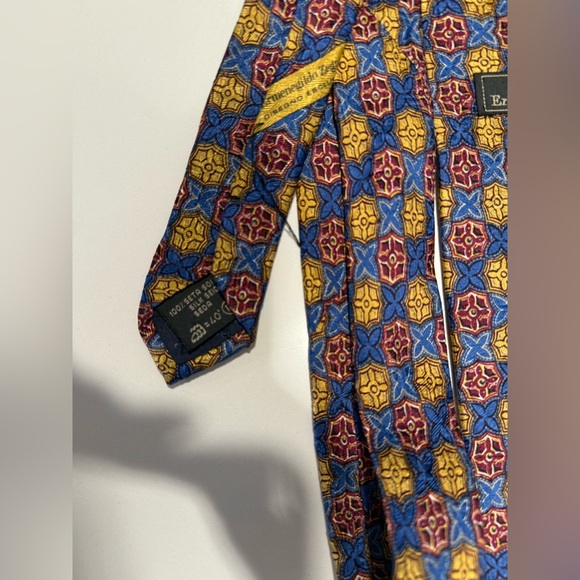 Ermenegildo Zegna Blue and Yellow Silk Tie - Picture 3 of 7